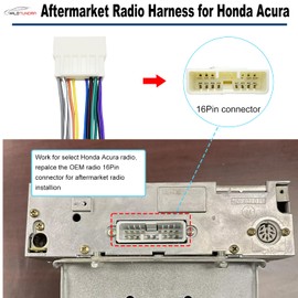 16Pin Car Radio Wiring Harness for Honda 1986-1998 Acura 1986-2003 Aftermarket Car Stereo Wiring Harness Connector for Accord Civic CR-V Odyssey Integra Car Stereo Radio Wiring Harness Cable Install