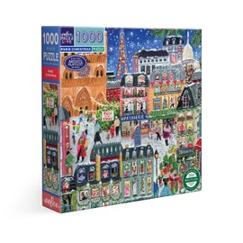 Eeboo 1000 Piece Christmas in Paris Jigsaw Puzzle - Jigsaw Puzzle for Adults, 1000 Pieces, Christmas Scene in the Snow - Dimensions 58.5 cm x 58.5 cm