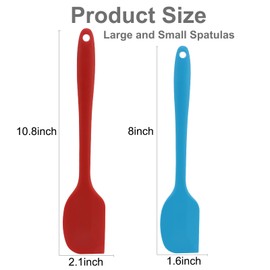 Silicone Spatula Set of 4, Non-stick Rubber Spatulas with Stainless Steel Core for Baking Cooking Mixing, Dishwasher Safe, 2 Sizes