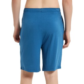 GYS Pantalones cortos de pijama de bambú para hombre, cómodos pantalones cortos de dormir con bolsillos, Azul de Prusia, Small
