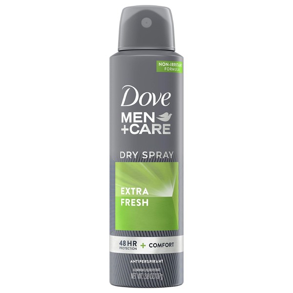 Dove Men+Care Dry Spray Antiperspirant Deodorant 48-hour sweat and odor protection Extra Fresh Dry Spray Antiperspirant for men with vitamin E and Triple Action Moisturizer 3.8 oz