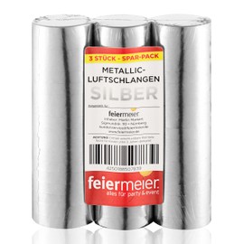 Streamers Metallic Silver Pack of 3 – 3 x 18 Metallic Shiny Streamers – Carnival, Fancy Dress, Wedding, New Year's Eve & Co – Party Marty GmbH®