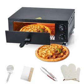 GarveeHome Electric Pizza Oven Indoor, 12 in Countertop Pizza Oven with 0-60 Minutes Timer, Pizza Maker Machine for Home and Commercial with Gloves, Clip & Pizza Roller