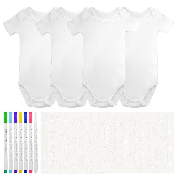 KASURE 4-Piece Set of Bibs for Painting, Baby Romper for