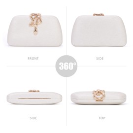 Freiesoldaten Glitter Clutch Purses for Women Elegant Evening Bag Bridal Bag for Party Weeding Cocktail Prom, White