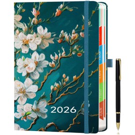 ZXHQ 2026 Diary Page a Day A5, Jan - Dec, with Colorful Tabs, UK Holidays, Inner Pocket, 100 Gsm Paper, Pen Set, Full Year Daily Planner 2026 with Monthly View, 5.9" × 8.5"- Dark Green