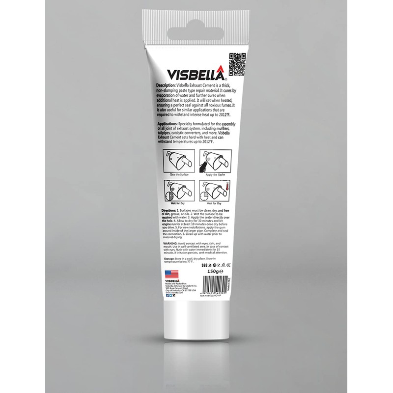 Visbella Auto Vehicle Exhaust System Sealant, Non-Slumping Professional Repair Crack