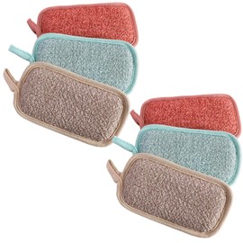 Set of 6 Washing Up Sponge, Scourer, Kitchen Sponge, Washable for Reuse, 10 x 8 cm with Microfibre, with 2 Powerful Sides