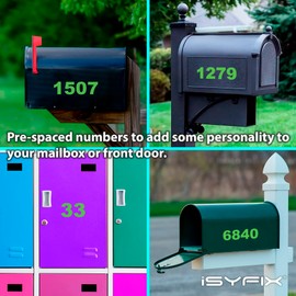iSYFIX Apple Green Vinyl Numbers Stickers,3 Inch Self Adhesive (2 Sets),Premium Decal Die Cut and Pre-Spaced for Mailbox, Signs, Window, Door, Cars, Trucks, Homes, Address Numbers, Indoor & Outdoor