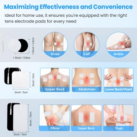 MEDLINKET Tens Replacement Pads Bulk, 28-Pack, 2x4 Inch Rectangle Stim Pads, 2x2 Inch Square and Round Tens Unit Electrodes for Low Back, 2.0mm Pin Connector for TENS and Electrical Muscle Stimulation