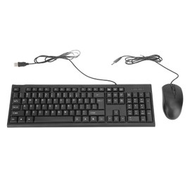Keyboard and Mouse Combo Black Waterproof 104 Keys Anti Slip USB Wired Connection Keyboard Mouse Set for Gaming Office