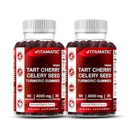 Vitamatic Gomitas de cereza cida con semillas de apio, equivalente a 4000 mg por porcin (a partir de extracto 101, 400 mg), paquete de 2              