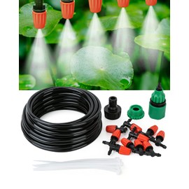 Micro Drip Irrigation Kit, Yulaiyoen Garden Irrigation System Plant Automatic Watering Kit with 32.8ft 1/4inch Blank Distribution Tubing Hose Adjustable Misting Sprinkler Nozzles for Greenhouse Patio