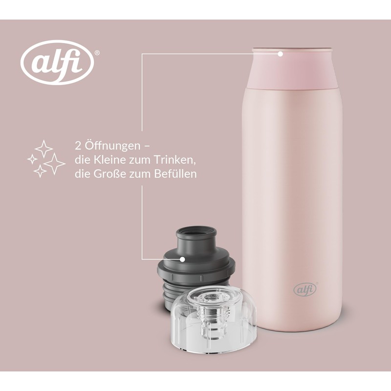 alfi Element Bottle 600 ml, Pink Pastel Matt, Lightweight Stainless