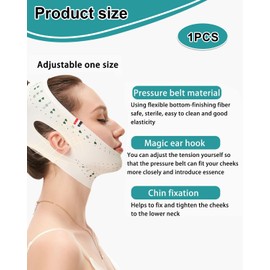 TPZORJX 1 x Half Face Plus Lift Maske, Straffende V-Face Maske, Gesichts-Doppelliftmaske für Doppelkinn und schlaffe Gesichtshaut (weiß)