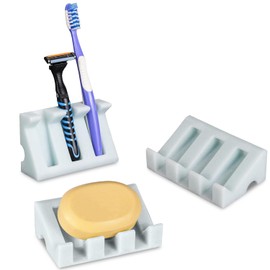 Marble Look Soap Dishes - Shower & Bathroom Soap Holder, White (Mint Green)