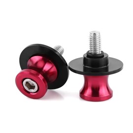 Motorcycle, Qiilu 2 Pieces 6/8/10 mm CNC Rear Stand Swingarm Spool Sliders Stand Swing Arm Bobbins (10 mm Red)