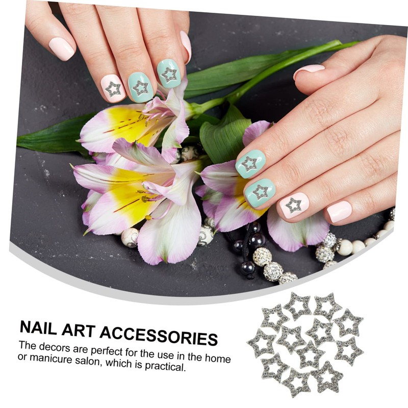 CAXUSD 12pcs Star Shaped Nail Charms Decorative Rhinestone Nail Art
