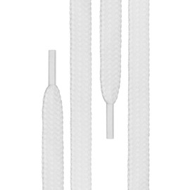 Di Ficchiano Flat Laces for Trainers / Sports Shoes / Very Tear-Resistant / approx. Width 7.0 mm , Length 70 - 200 cm / Polyester / Made in Europe, white
