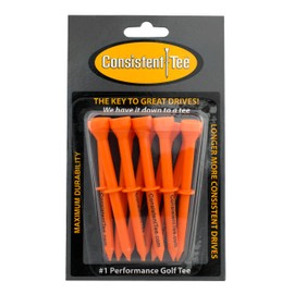 Consistent Tee 3 1/4" Pack of 10 Durable, Biodegradable Tees for Perfect Height and Position (Orange)