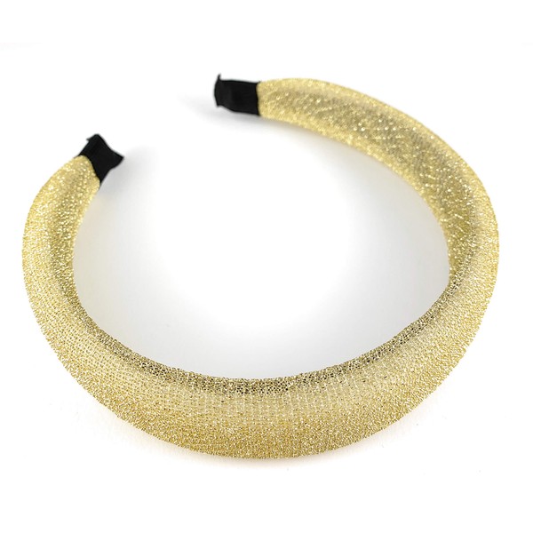 Gold padded headband sparkly fabric foam sponge hair band crown