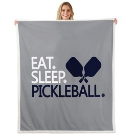 Pickleball - Manta de sherpa para bebé, de 30 x 40 pulgadas, para niños, para regalos para amantes del pickleball, manta de felpa mullida, accesorios de franela azul y gris