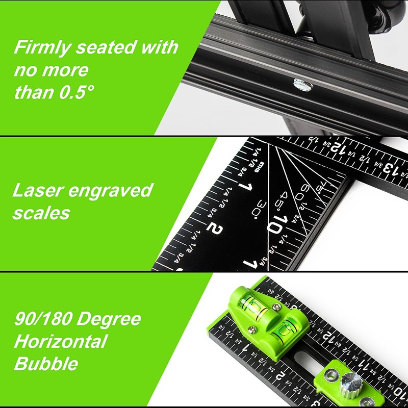 VNW 16Inch Adjustable Aluminum Drilling Positioning Ruler,Multifunction T-Square, Marking Gauge