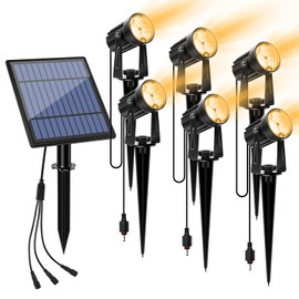 APONUO Metal Outdoor Solar Landscape Lights, Waterproof Spotlight 6-in-1 for Yard Landscape Lighting, Auto On/Off for Pathway, Driveway, Patio (Warm White)