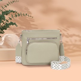 Snmoec Shoulder bag women's medium size women's handbag medium size crossbody bag vegan leather shoulder bag with wide strap handbags black, light green, Contemporary