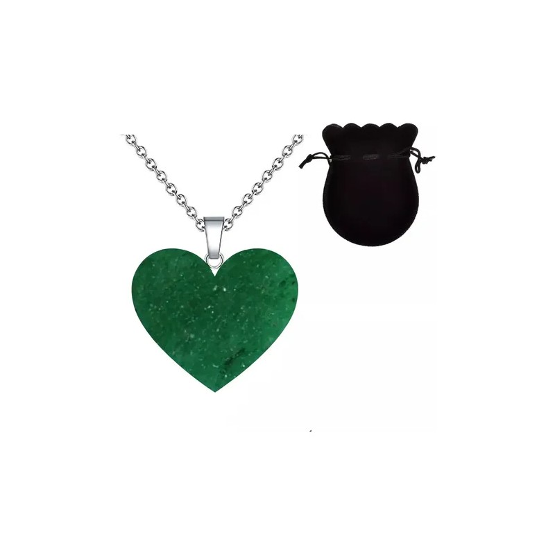 Collar Corazón Cuarzo Natural Acero Inoxidable