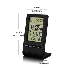 Thermometer Hygrometer Digital Alarm Clock, Black/White Pocket Meteorological Monitor, Temperature and Air Humidity MIN/MAX Records, °C/°F Switch for Home, Office etc