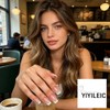 Uñas Postizas Francesas Medianas A Presión, Acabado Nude Brillante, Con