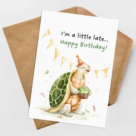 BYANIKA Cute Belated Birthday Card | Sorry It's Late Delayed Bday Cards | For Him Her Best Friend
