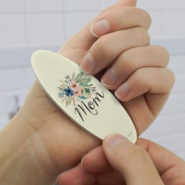 Mom with Flowers Mother's Day Double-Sided Oval Nail File Emery Board Set 4 Pack