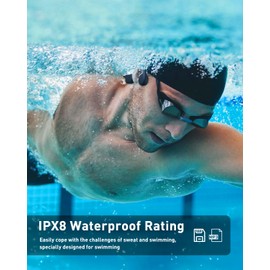 Bone Conduction Swimming Headphones Underwater,IPX8 Waterproof Bluetooth 5.4 Open Ear Headphones with 32G MP3 Memory for Swimming,Running, Cycling and More Activities