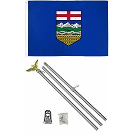 AES Alberta Canadian Province 3'x5' Polyester Flag with 6' Aluminum Flag Pole Kit with Eagle Topper