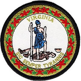 Virginia State Seal Patch Round 3" Diameter, Embroidered Iron On or Sew On Seal Patch Flag Emblem