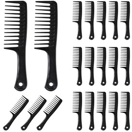 20 PCS Wide Tooth Comb for Curls, Black Wet Detangling Hair Comb, Easily Detangle Thick Straight and Curly Hair, Unisex Wide Tooth Combs, Daily Care and Professional Styling Hairbrush