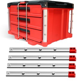 Alpha Rails - Alpha Engineered Threaded Rails Compatible with Milwaukee Packout Drawer Tool Boxes (10.4" (265mm) - Silver)