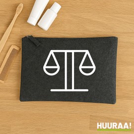 Huuraa Toiletry Bag Libra Zodiac Symbol Gift 1 Litre Charcoal Felt Scales Gift Idea