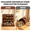 Challenge Coin Display, Solid Wood Military Holder Up to 80
