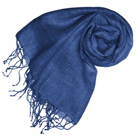 Lorenzo Cana - Luxury Women's Scarf Linen Scarf 100% Linen 70 cm x 180 cm Cloth Natural Fibre Fashion Colour Riverside Medium Blue 93262, blue