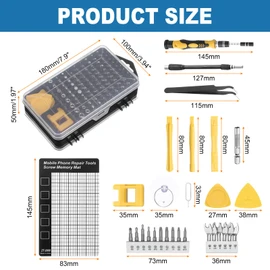 HARFINGTON 140 in 1 Magnetic Precision Screwdriver Set Electronics Repair Tools Kit with 99 Bits Flexible Shaft and Extension Rod for Cellphone Game Console Laptop PC Computer Camera, Yellow