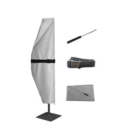 CoverFml Patio Umbrella Cover - 420D Waterproof Outdoor Offset Banana Style Umbrella Covers-Fits Curved Cantilever Offset Umbrella 9-12Ft Length or Up to 17Ft Diameter With Rod