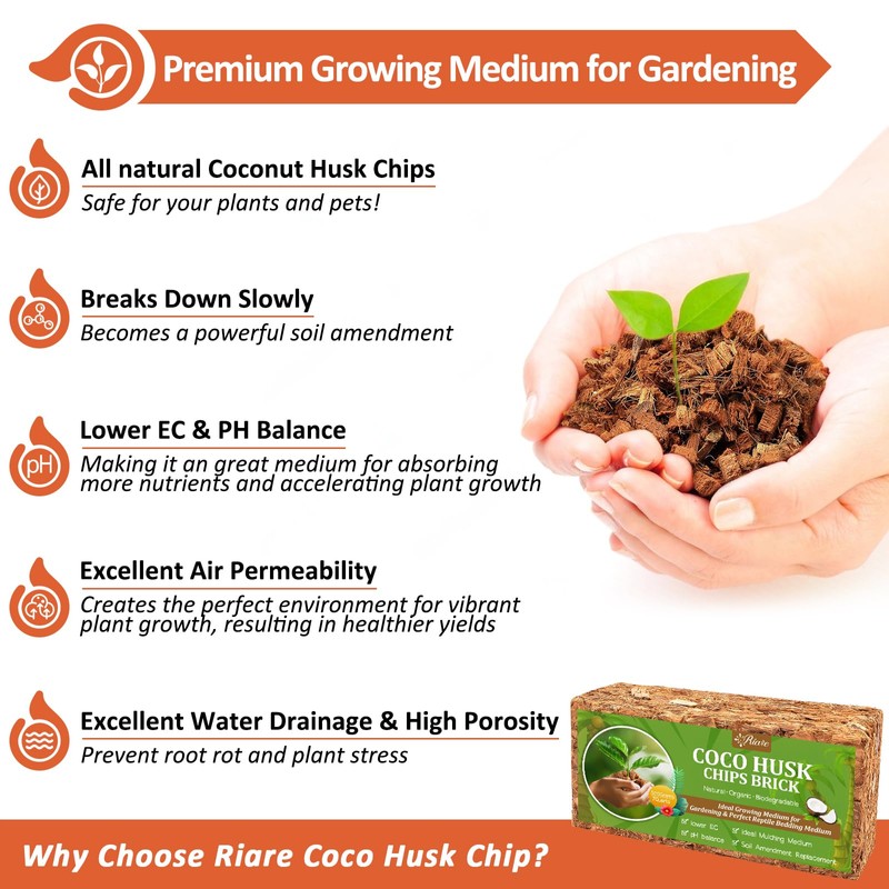 Riare 2 Pack Coco Chips Substrate for Plants- 2.2lb 100%
