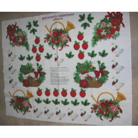 Unbranded Appliques BOUNTIFUL CHRISTMAS Sew Fabric Panel WREATH DUCK GOOSE APPLE WHITE RED