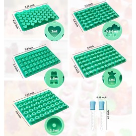 Silicone Gummy Molds Set of 5, Candy Molds Silicone with 2 Droppers for Convenient Filling, Gummy Molds Set Includes Dinosaur, Bear, Donut (5 Molds)
