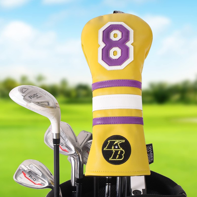 Yellow Number 8 Soft PU Leather Golf Club Headcover for