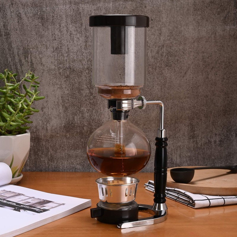 LUEUR Siphon Coffee Maker, Vacuum Coffee Brewer, Heat-Resistant 5-Cup Glass