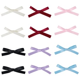 Dalababa 12 Pcs Bow Hair Clips, Solid Color Hair Bow Ribbons, Kawaii Bowknot Barrettes for Women Girls Toddlers Teens Kids